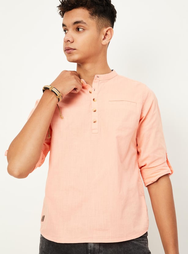 Boys Solid Insert Pocket Shirt