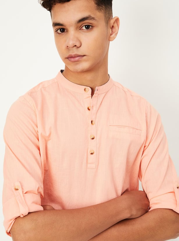 Boys Solid Insert Pocket Shirt