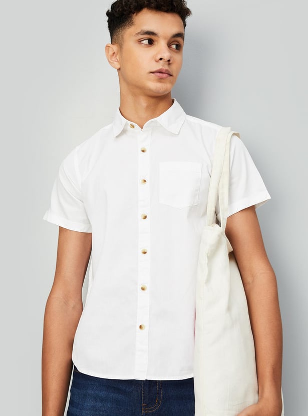 Boys Solid Poplin Shirt