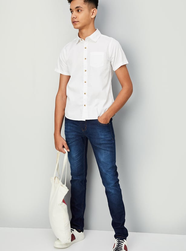 Boys Solid Poplin Shirt