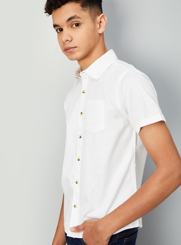 Boys Solid Poplin Shirt