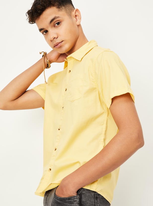 Boys Solid Poplin Shirt