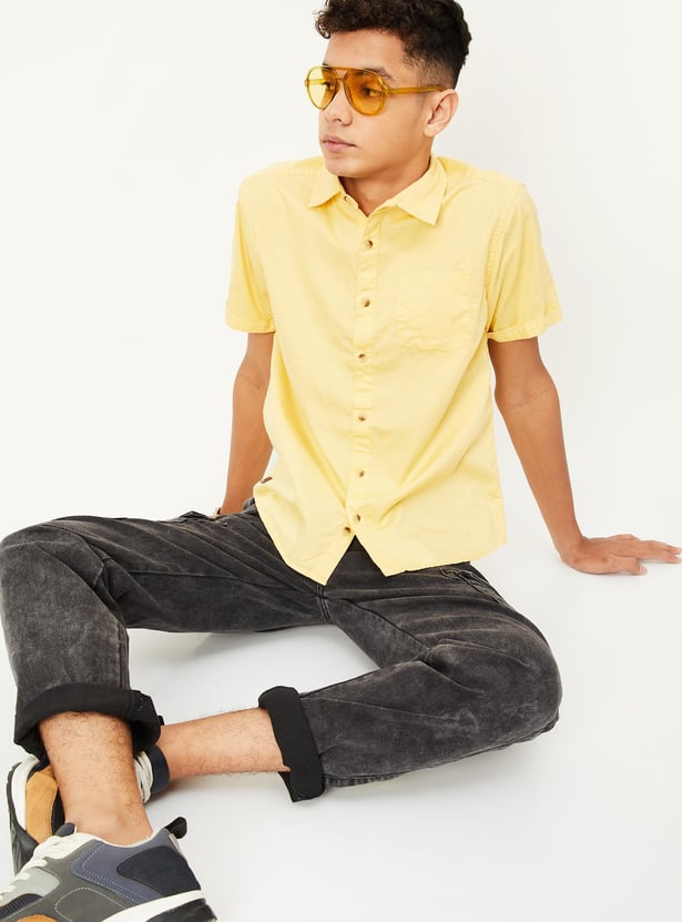 Boys Solid Poplin Shirt