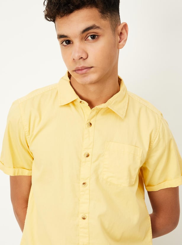 Boys Solid Poplin Shirt