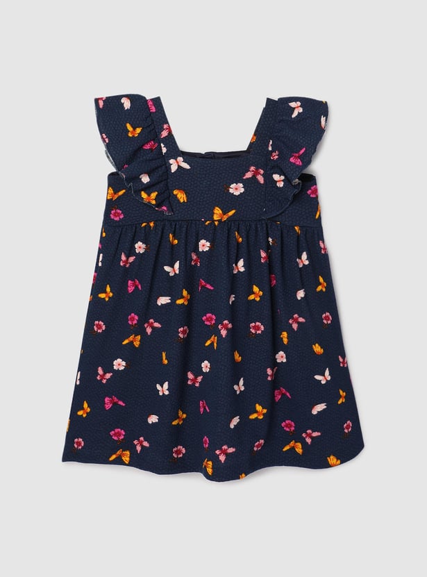 Girls Floral Printed Woven Dress