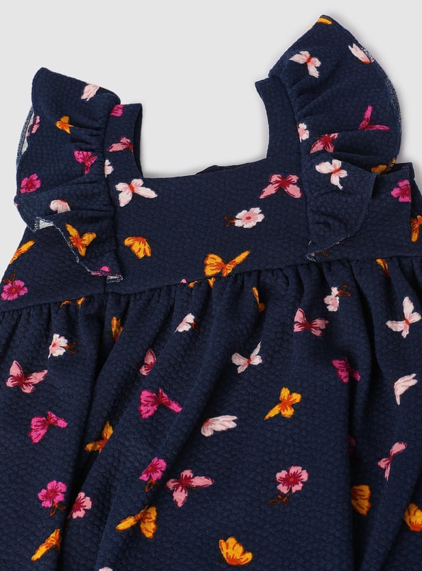 Girls Floral Printed Woven Dress