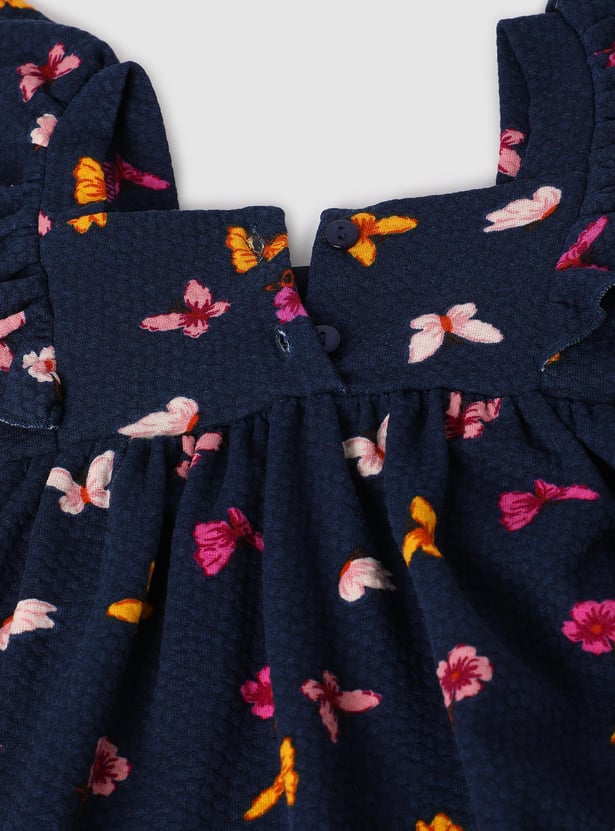 Girls Floral Printed Woven Dress