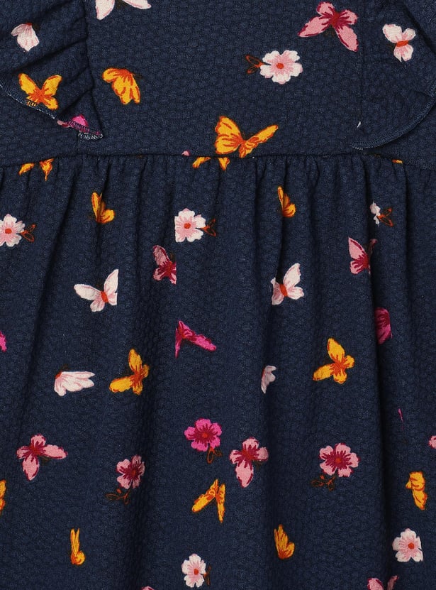 Girls Floral Printed Woven Dress