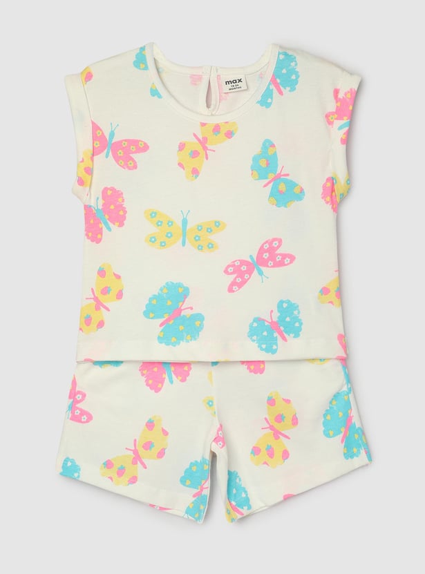 Girls Printed Sleepwear Shorts Set