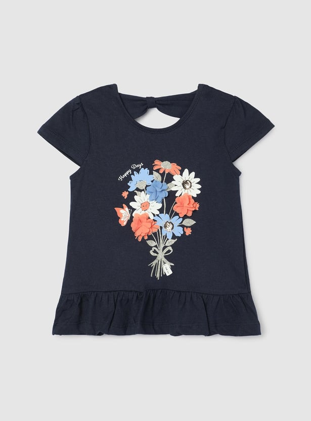 Girls Floral Printed T-shirt