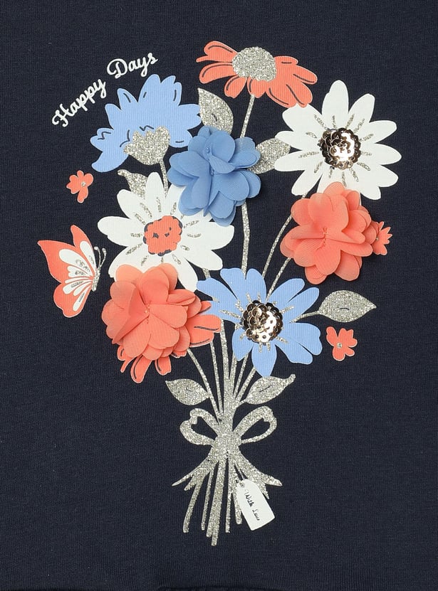 Girls Floral Printed T-shirt