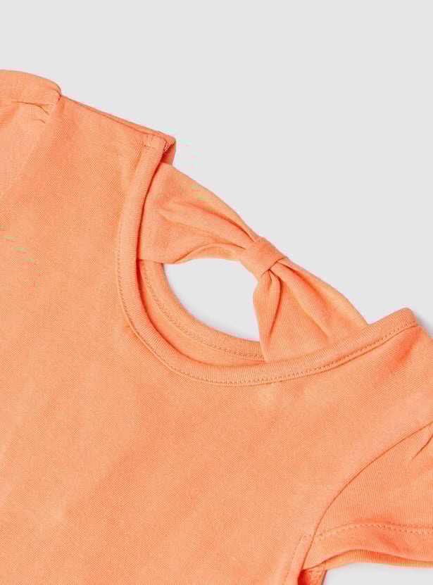 Girls Printed T-shirt with Ruffled Hem