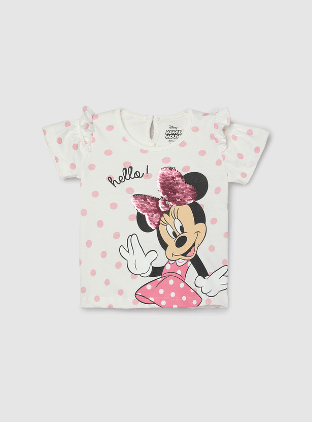 Girls Sequinned Minnie Mouse T-shirt