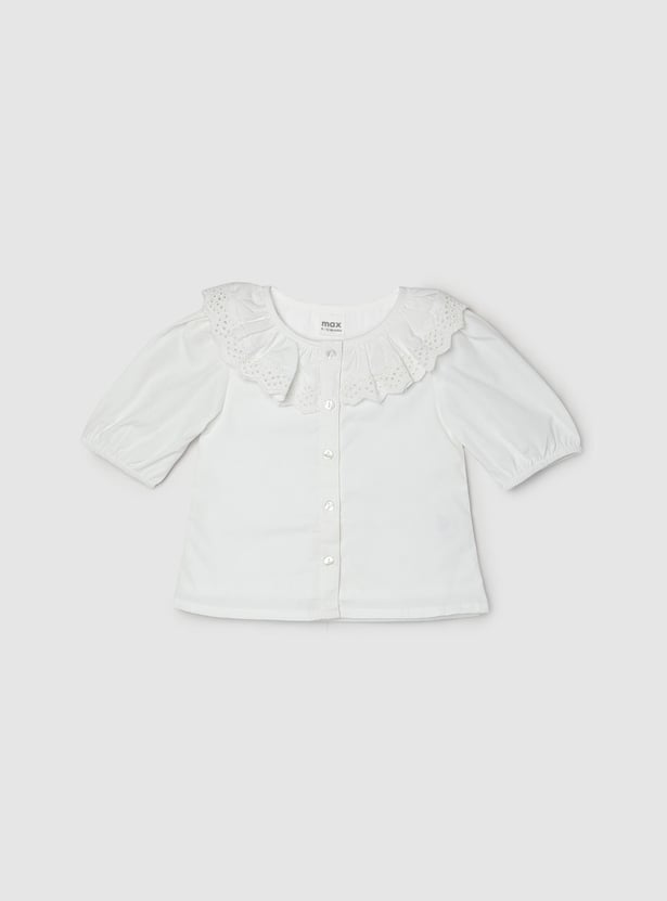 Girls Schiffli Collar Top