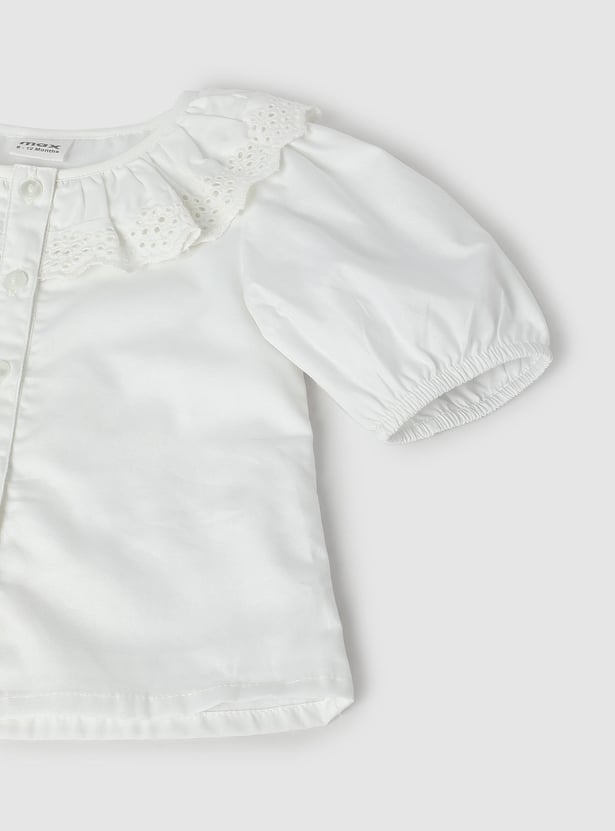Girls Schiffli Collar Top