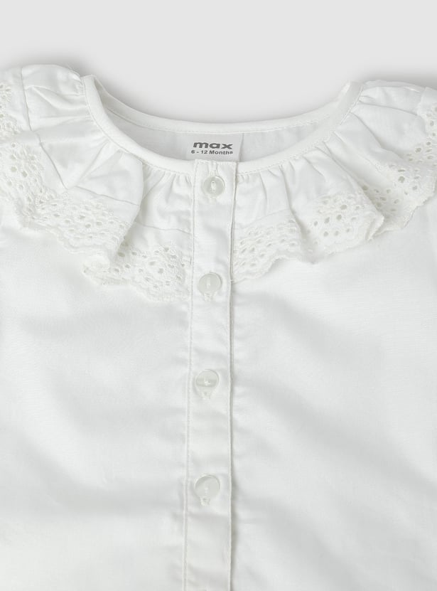 Girls Schiffli Collar Top