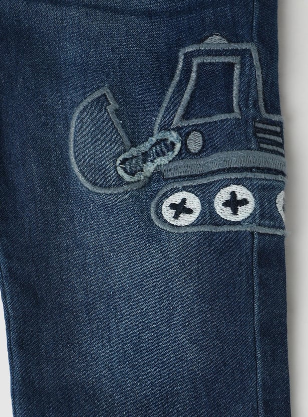 Boys Embroidered Slim Fit Jeans