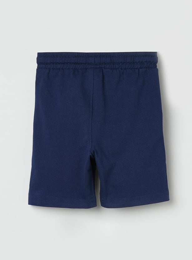 Boys Solid Drawstring Waist Shorts