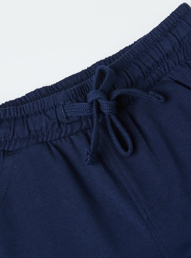 Boys Solid Drawstring Waist Shorts