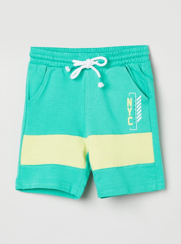 Boys Colourblock Drawstring Waist Shorts