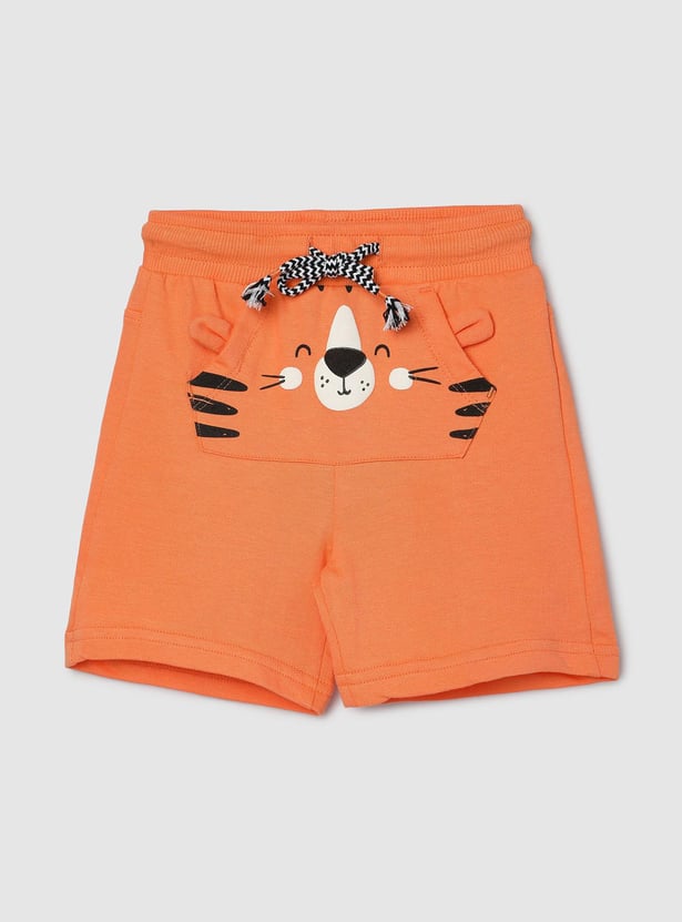 Boys Printed Kangaroo Pocket Shorts