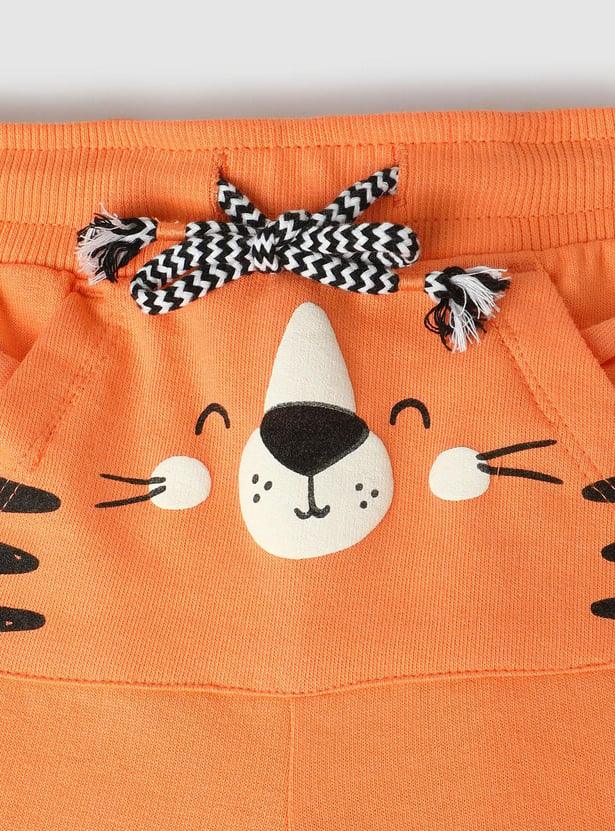 Boys Printed Kangaroo Pocket Shorts