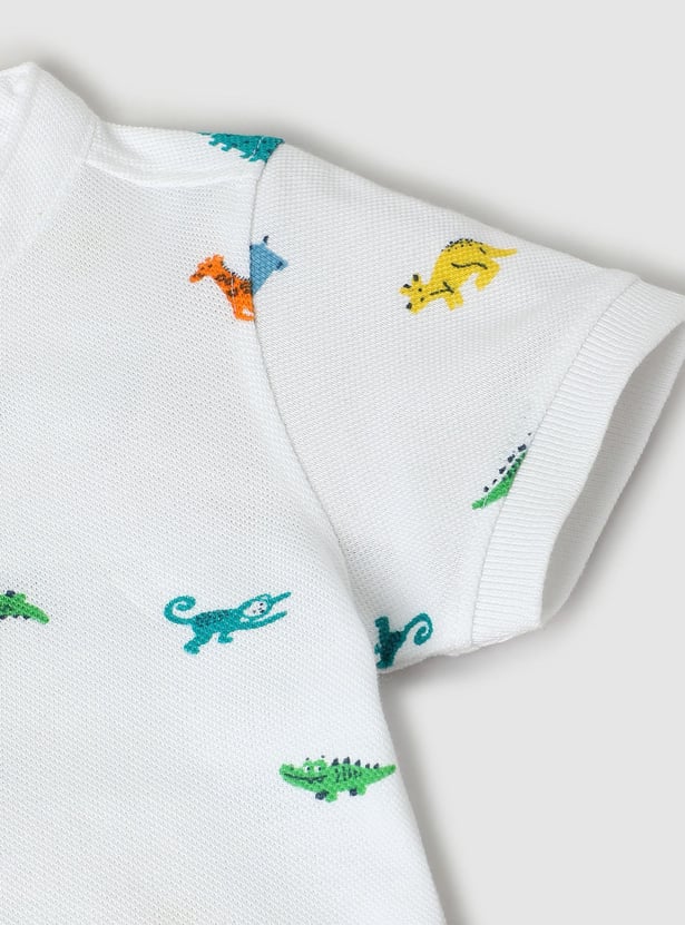 Boys Printed Henley Neck T-shirt