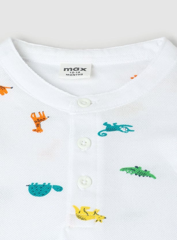 Boys Printed Henley Neck T-shirt