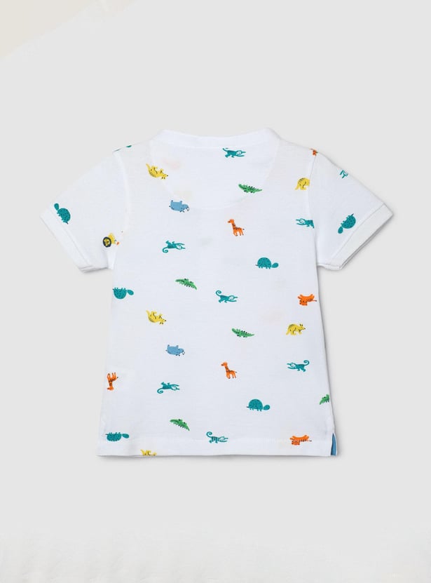 Boys Printed Henley Neck T-shirt