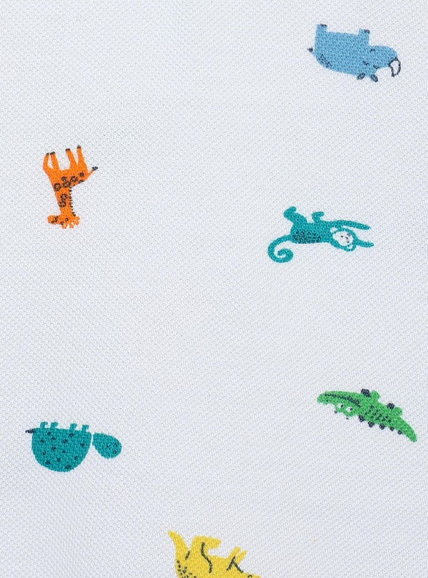 Boys Printed Henley Neck T-shirt