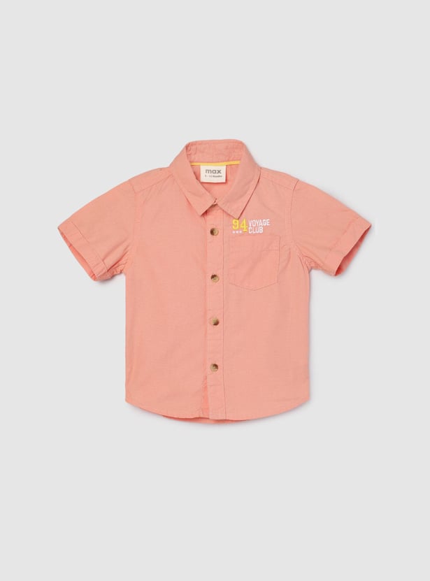 Boys Solid Poplin Shirt with Pocket