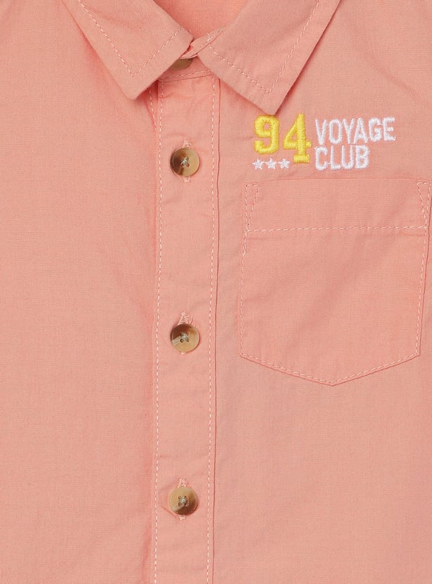 Boys Solid Poplin Shirt with Pocket