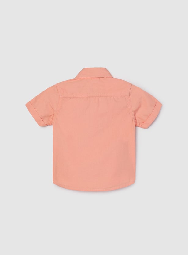 Boys Solid Poplin Shirt with Pocket