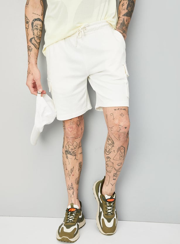 Men Solid Athleisure Cargo Shorts