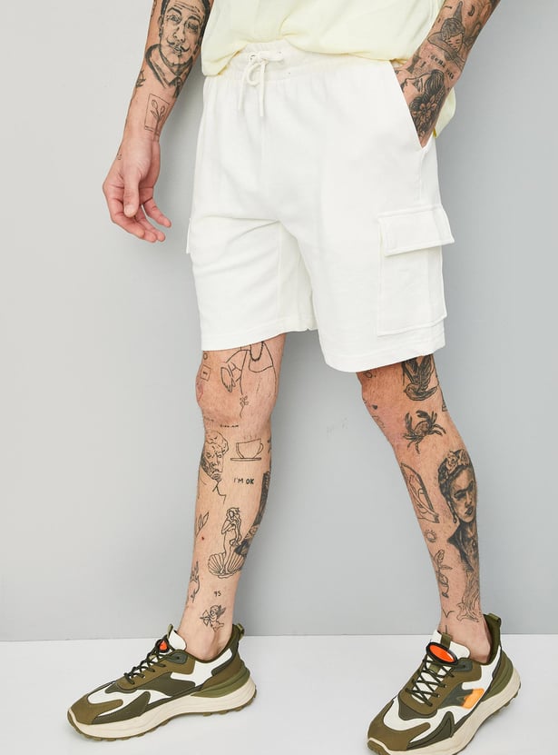 Men Solid Athleisure Cargo Shorts