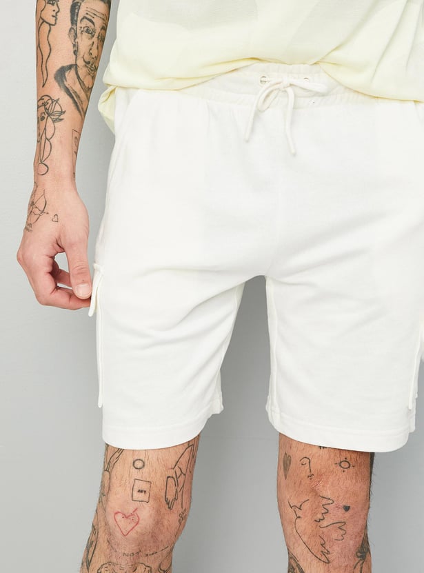 Men Solid Athleisure Cargo Shorts