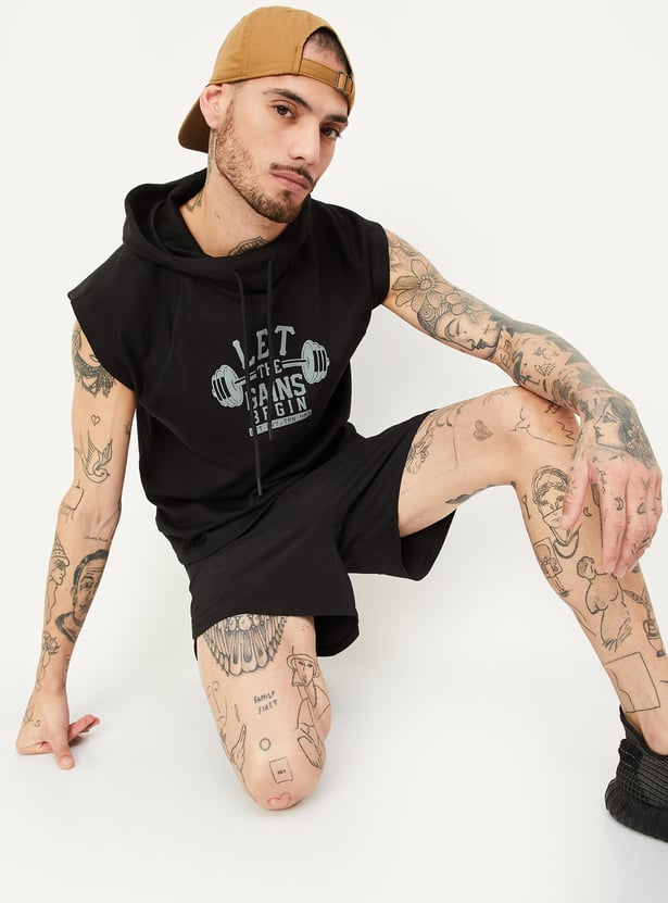 Men Oversized Printed Hooded T-shirt