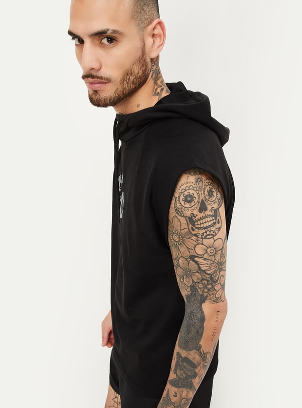 Men Oversized Printed Hooded T-shirt