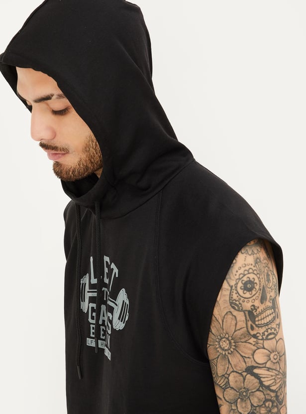 Men Oversized Printed Hooded T-shirt