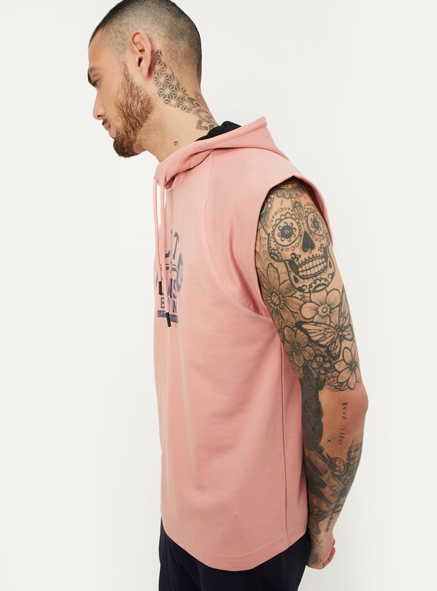 Men Oversized Printed Hooded T-shirt