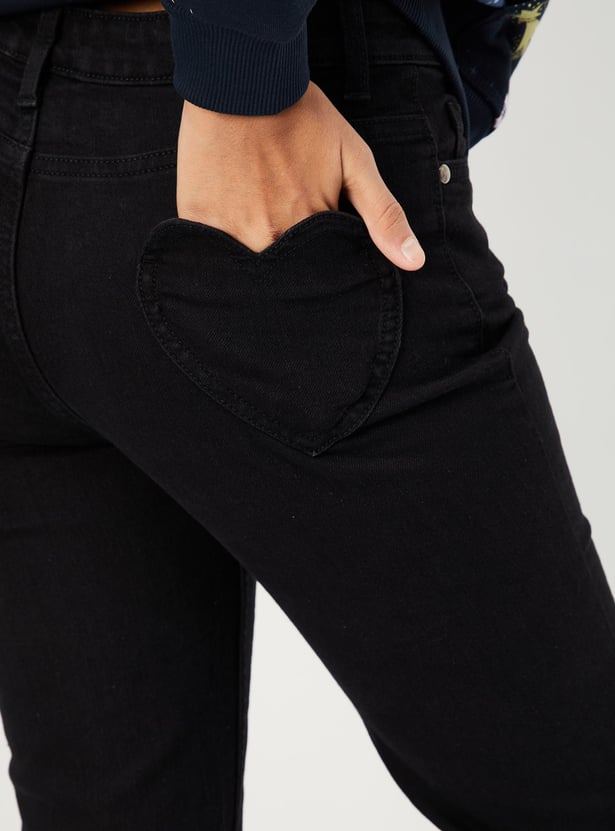 Girls Solid Flared Jeans