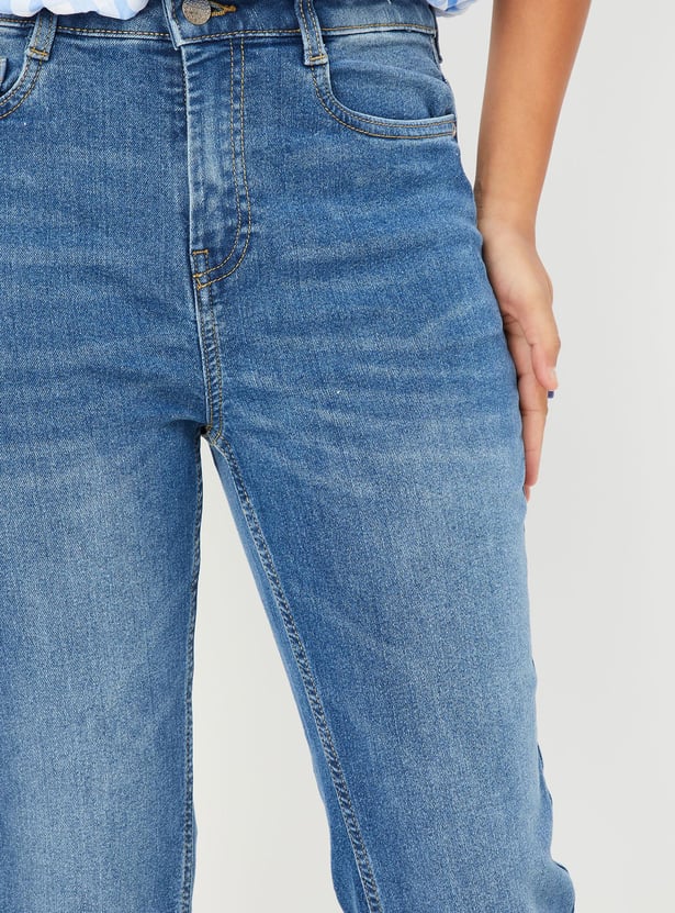 Girls Washed Flared Jeans
