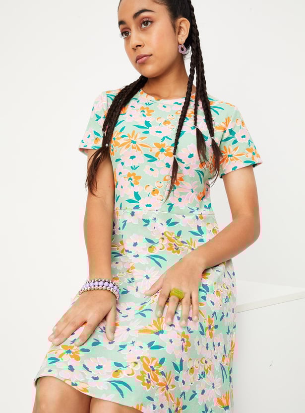 Girls Printed Fit and Flare Dress