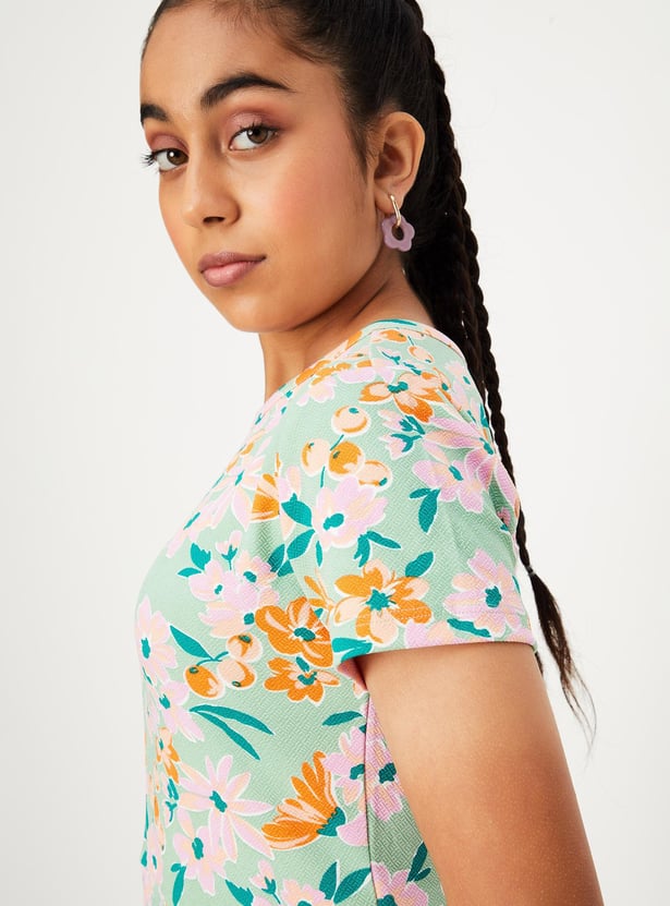 Girls Printed Fit and Flare Dress