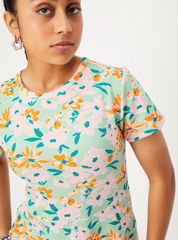 Girls Printed Fit and Flare Dress