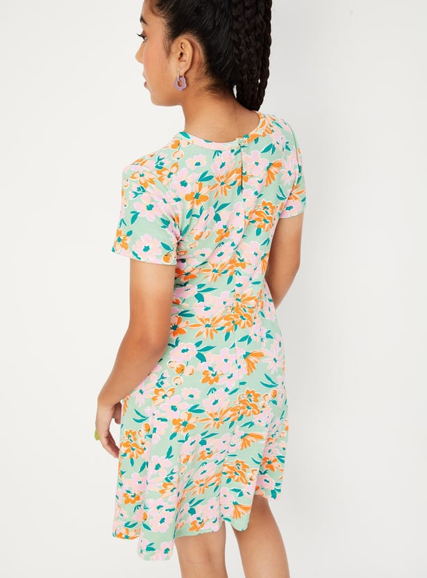 Girls Printed Fit and Flare Dress