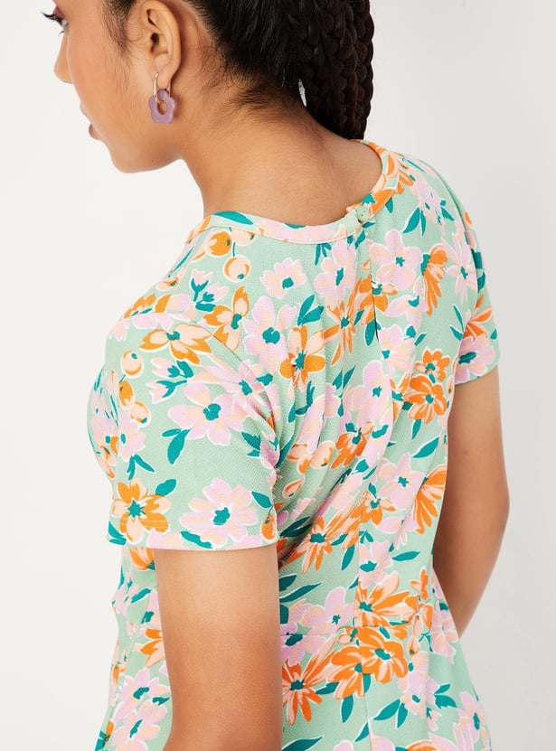 Girls Printed Fit and Flare Dress