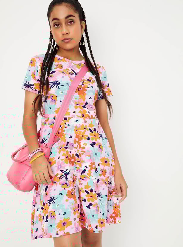 Girls Printed Fit and Flare Dress