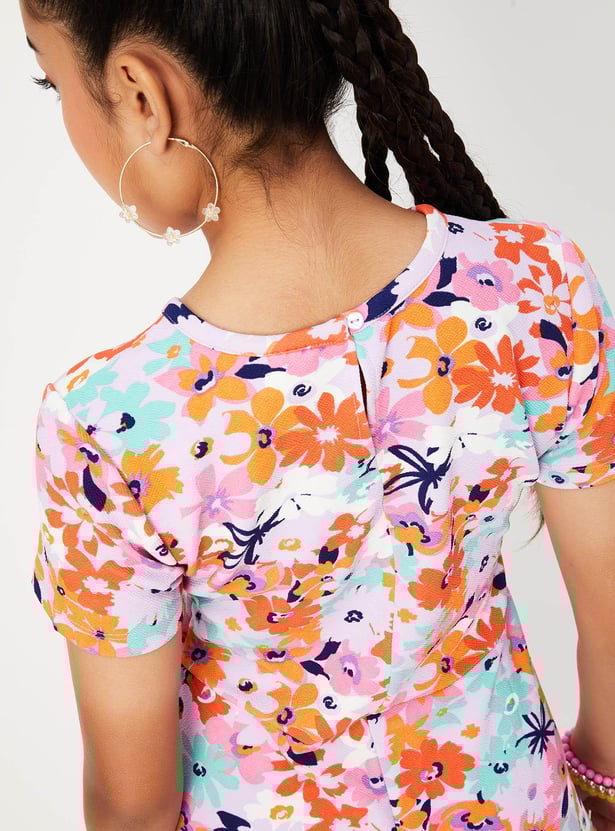 Girls Printed Fit and Flare Dress