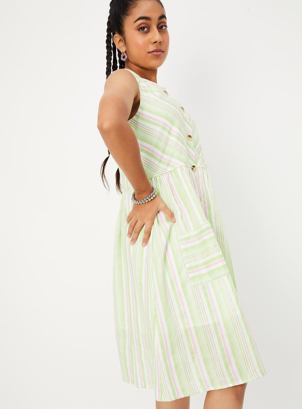 Women Striped A-line Dress
